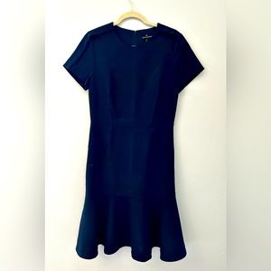 Short Sleeved Navy Midi Dress